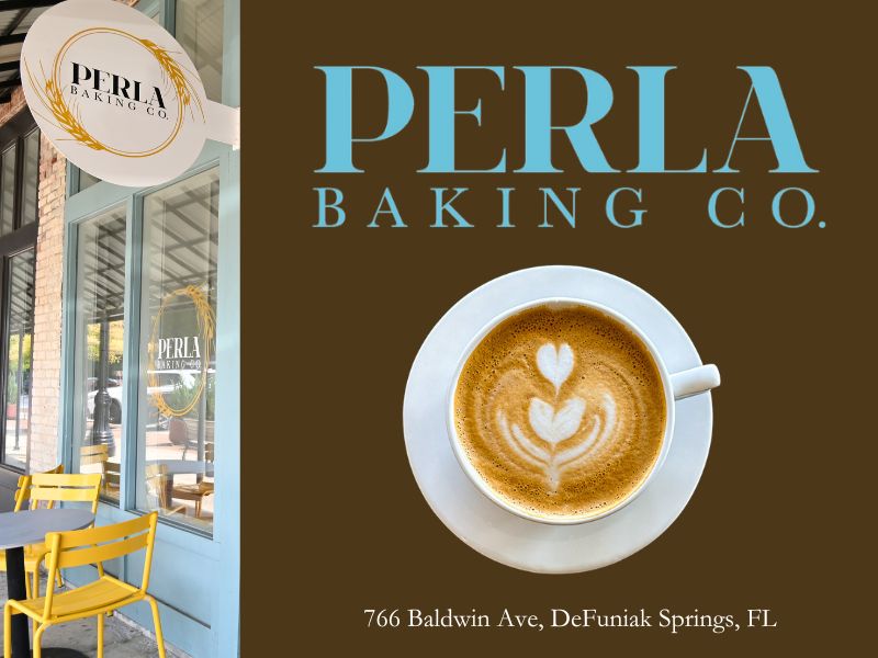 Banner ad for Perla Baking Co in DeFuniak Springs
