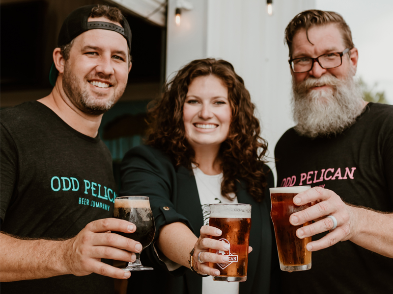 Image of Odd Pelican Co-owners and Taproom Manager.