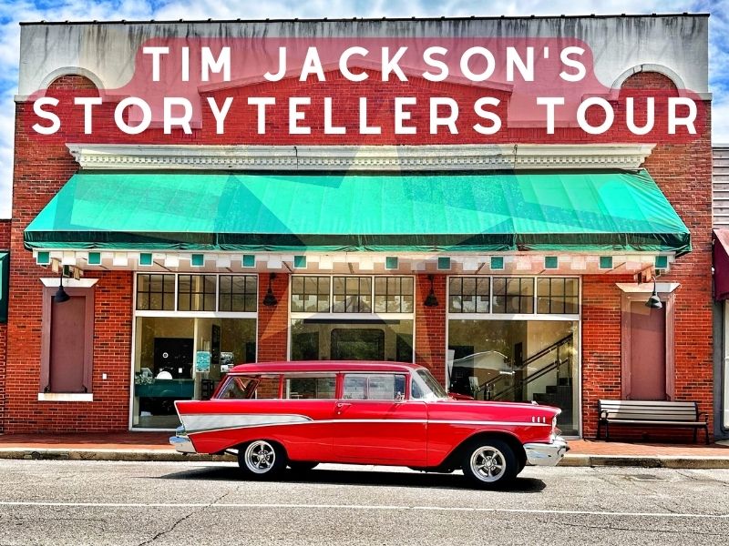 Picture of Tim Jackson's Storytellers Tour car in front of Defuniak Springs Theater - The Florida Chautauqua Theater