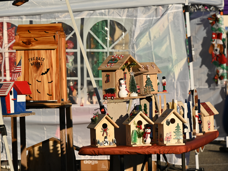 hand-crafted birdhouses
