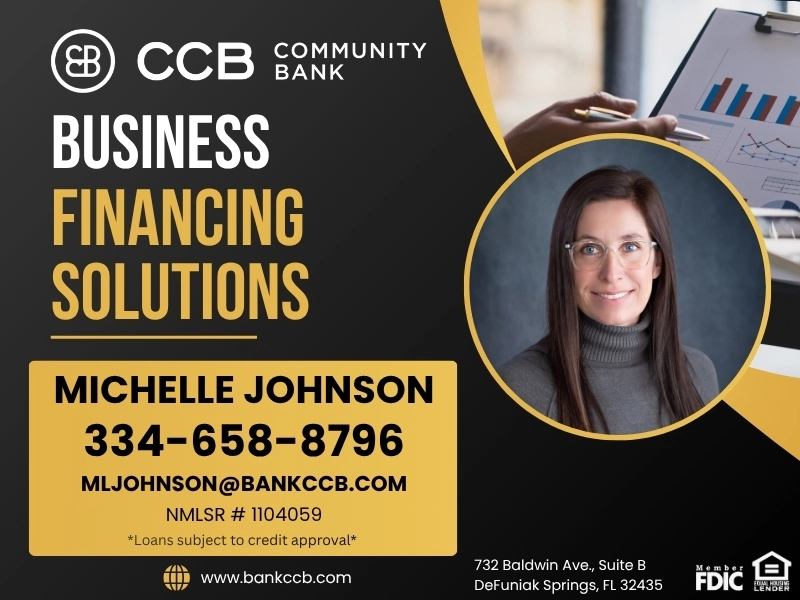 CBB Community Bank in DeFuniak Springs, Florida. This is a banner Ad.