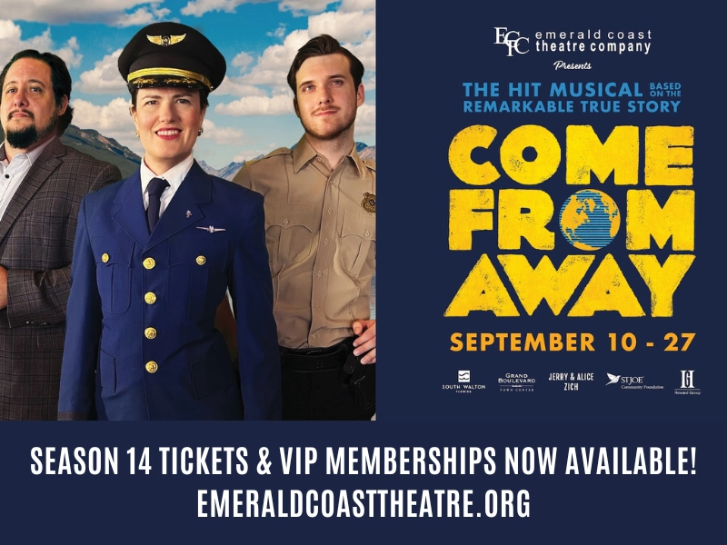 This image is a banner ad for Emerald Coast Theatre Company.